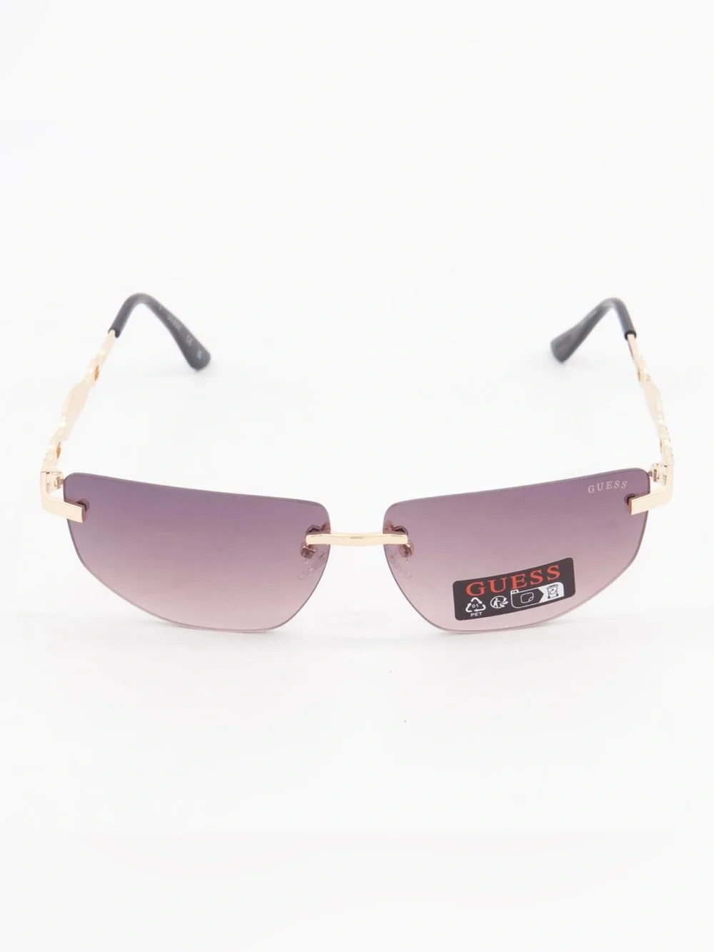 Guess Wrap Rimless Slim Sunglasses Go00083 Metal Gold Cat Eye NWT